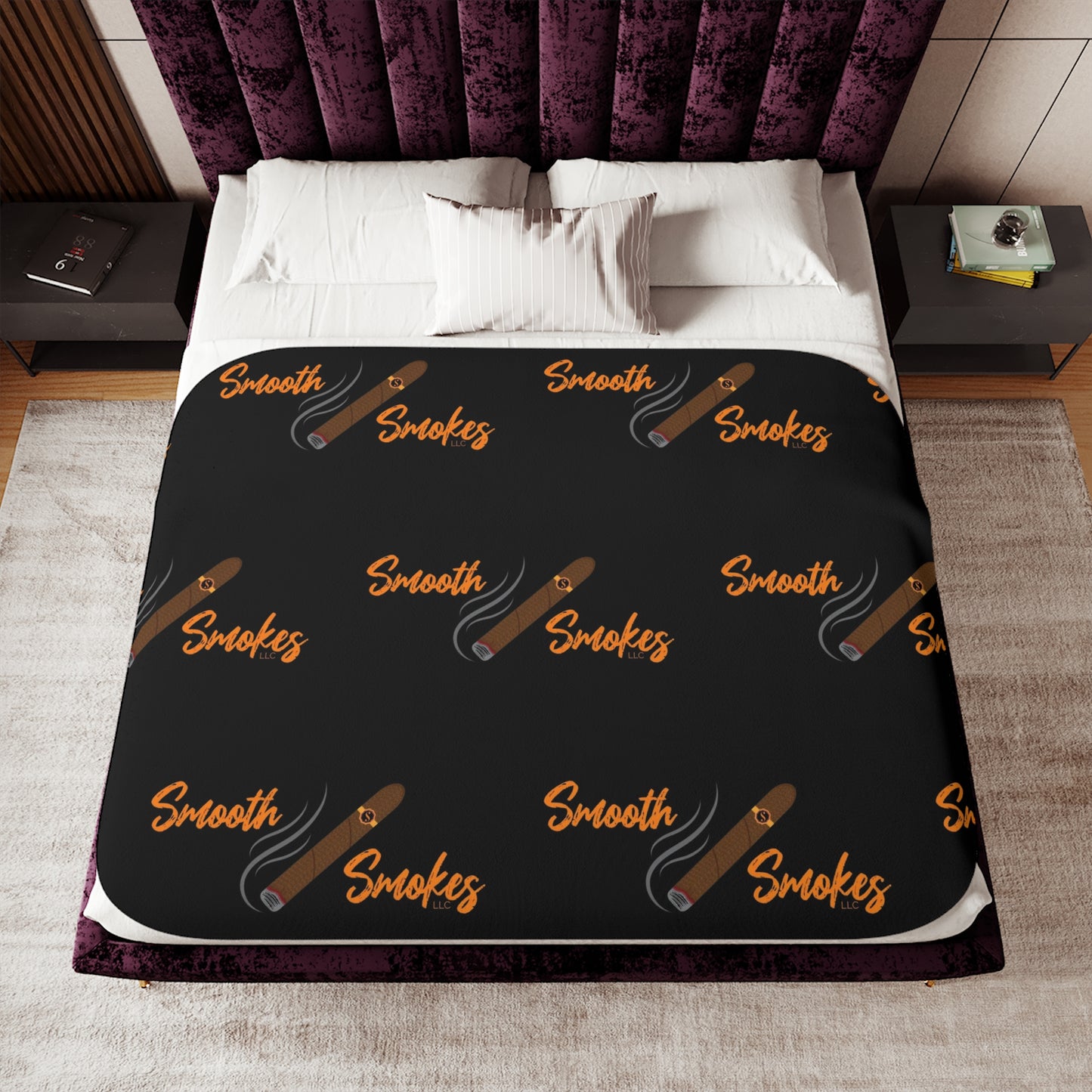 Smooth Smokes Cigars Sherpa Blanket, Two Colors