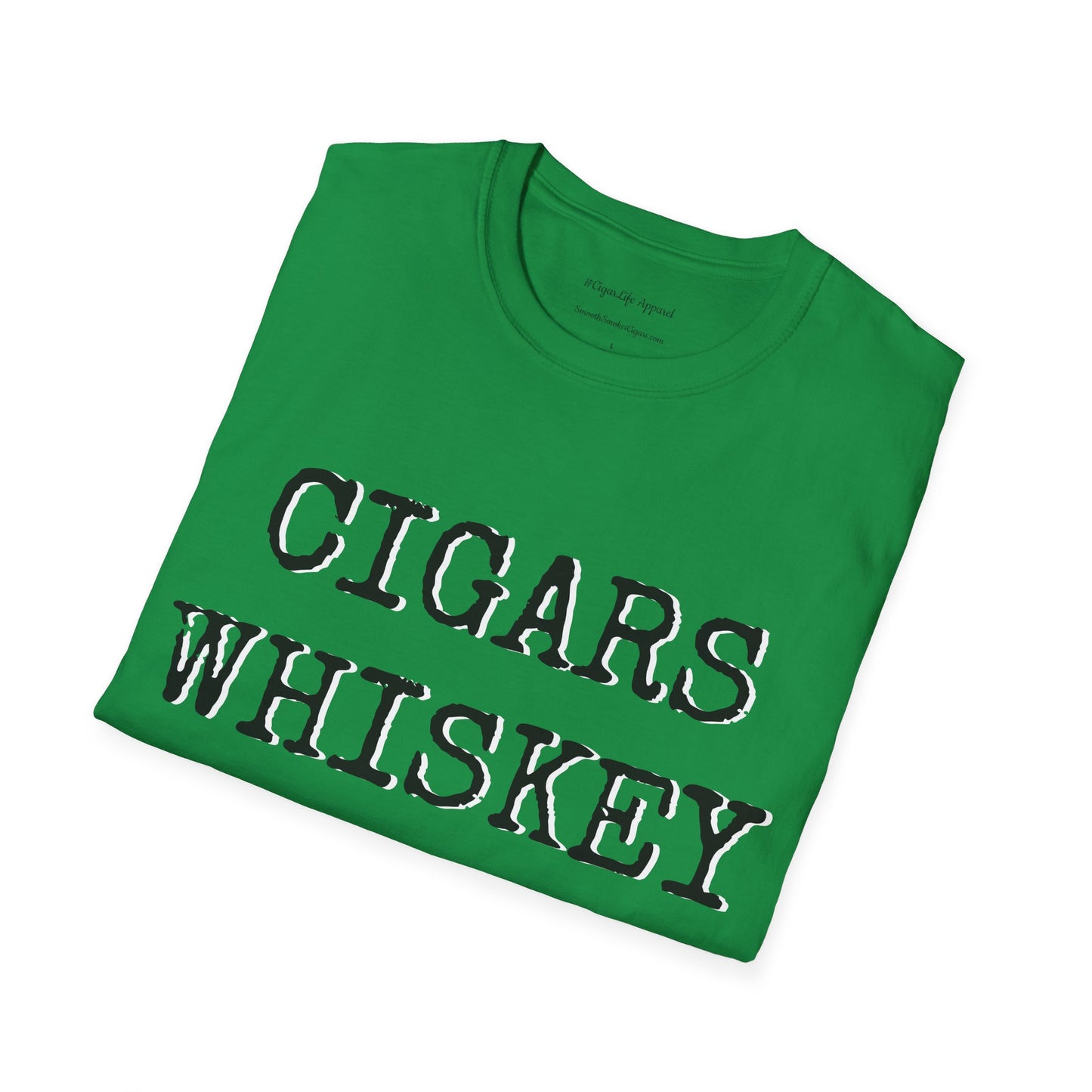 Cigars, Whiskey, Harleys Unisex T-Shirt (Green/Black/White)