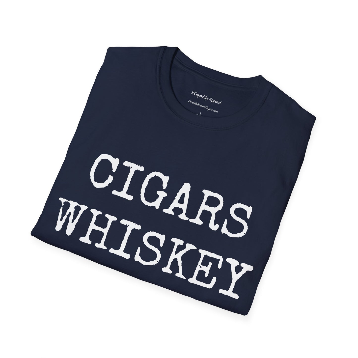 Cigars, Whiskey, Harleys Unisex T-Shirt (Navy Blue/White)