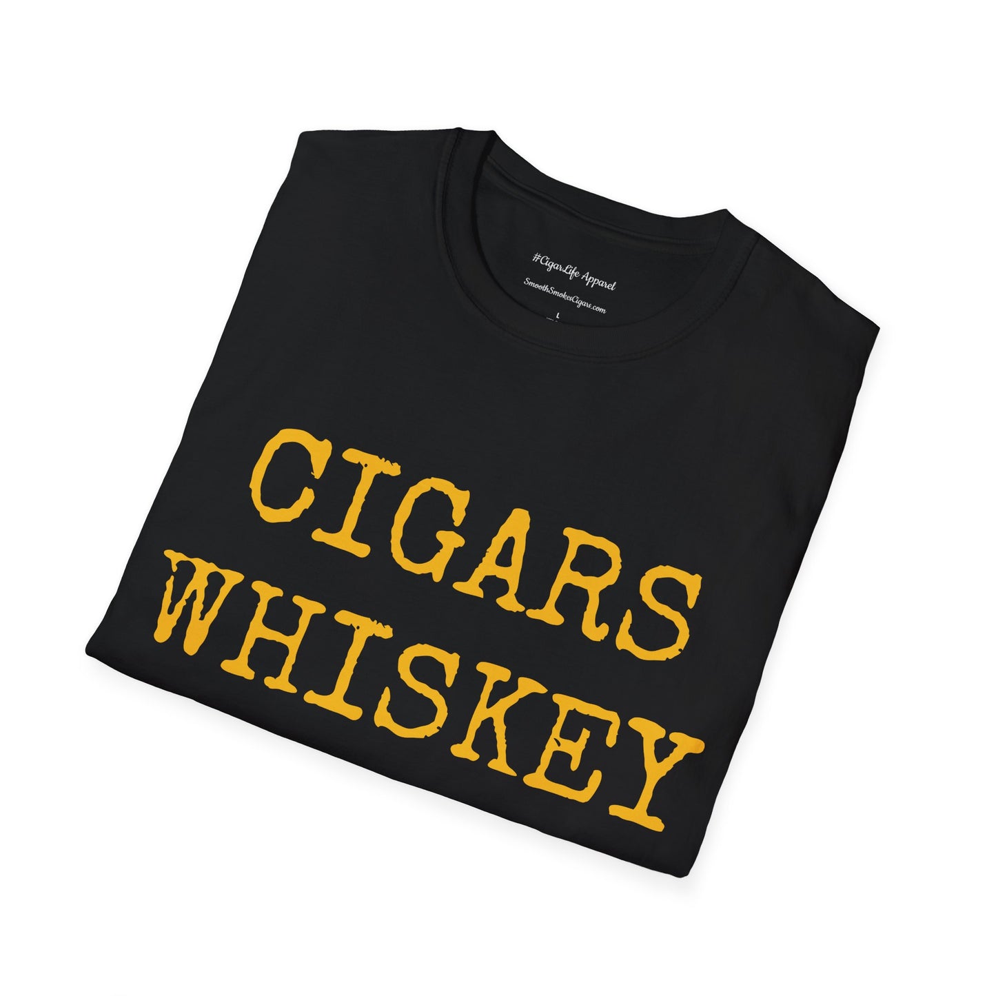 Cigars, Whiskey, Harleys Unisex T-Shirt (Black/Yellow)