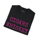 Cigars, Whiskey, Harleys Unisex T-Shirt (Black/Pink)